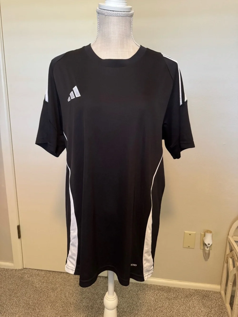 adidas Black Athletic Jersey with White Panels - Picture 1 of 1